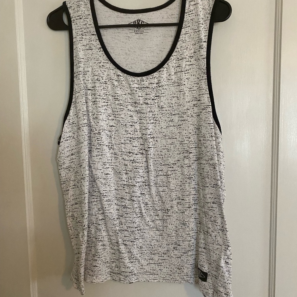 Men's Scoop Neck Tank Top in White with Black Trim